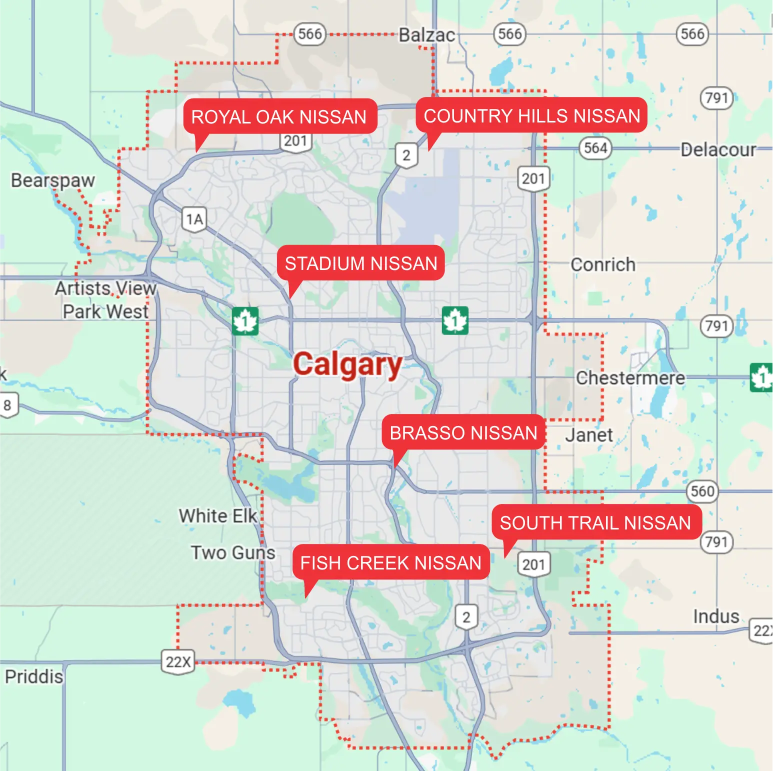 Map of dealership locations